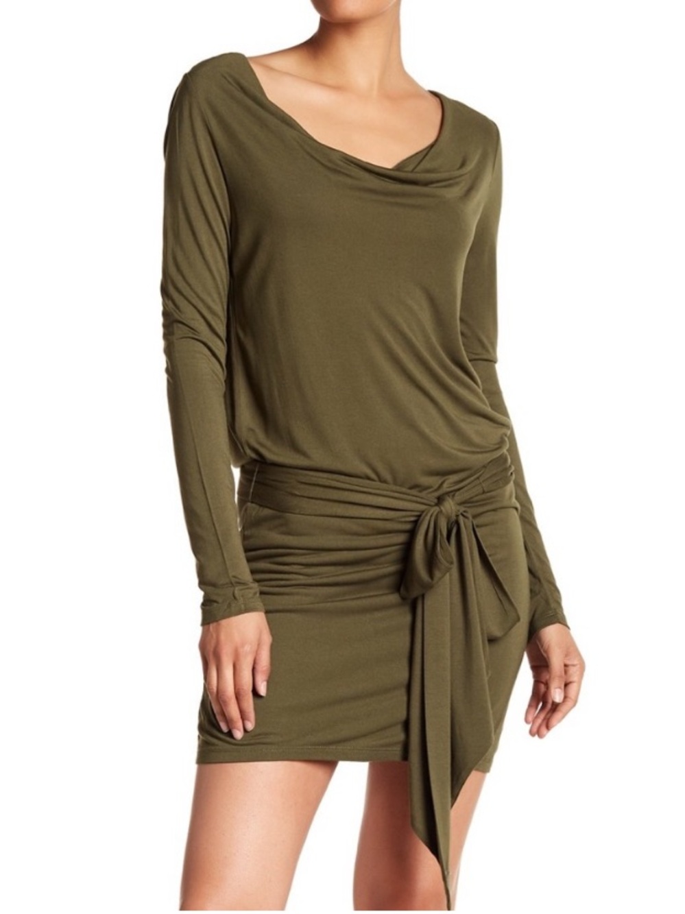 Haute Hippie Faux Wrap Low Back Long Sleeve Dress Medium